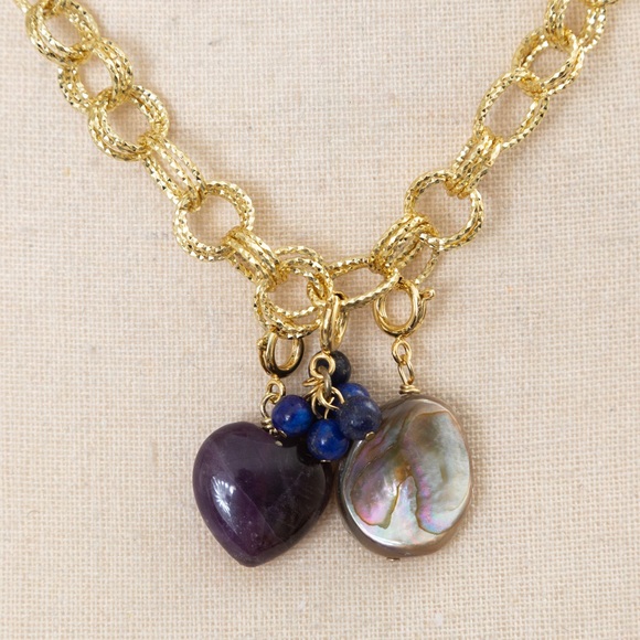 18K gold over bronze necklace with interchangeable charms by Moda Di Petrie - Picture 2 of 16